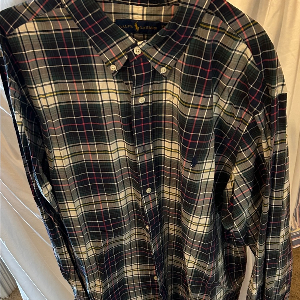 Ralph Lauren Men's Plaid Shirt - Black, White, and Red